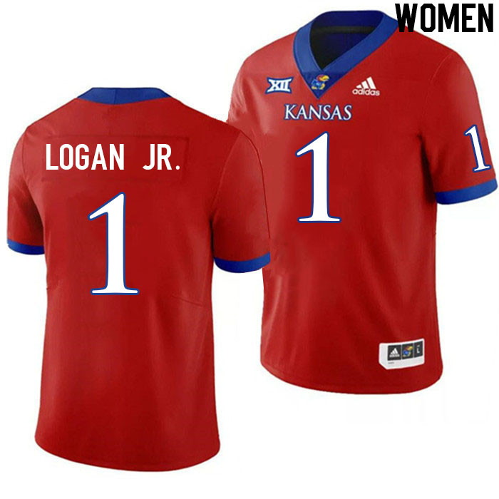Women #1 Kenny Logan Jr. Kansas Jayhawks College Football Jerseys Stitched Sale-Red - Click Image to Close